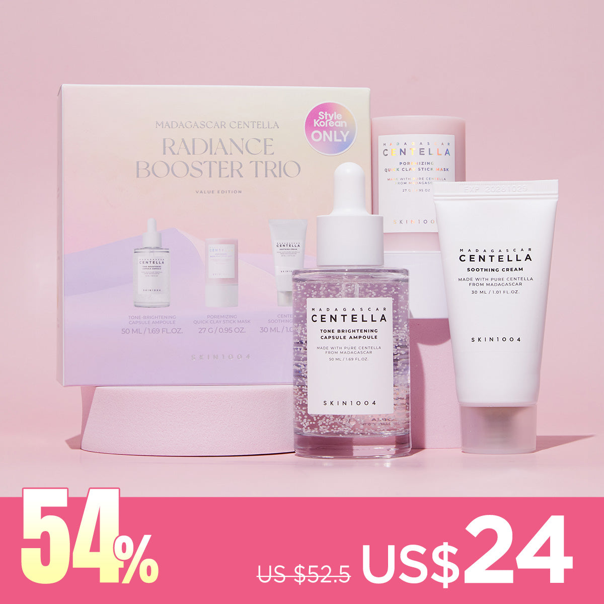 *Special Price*Exclusive Set [SKIN1004] Madagascar Centella Radiance Booster Trio (Ampoule + Mask + Cream)