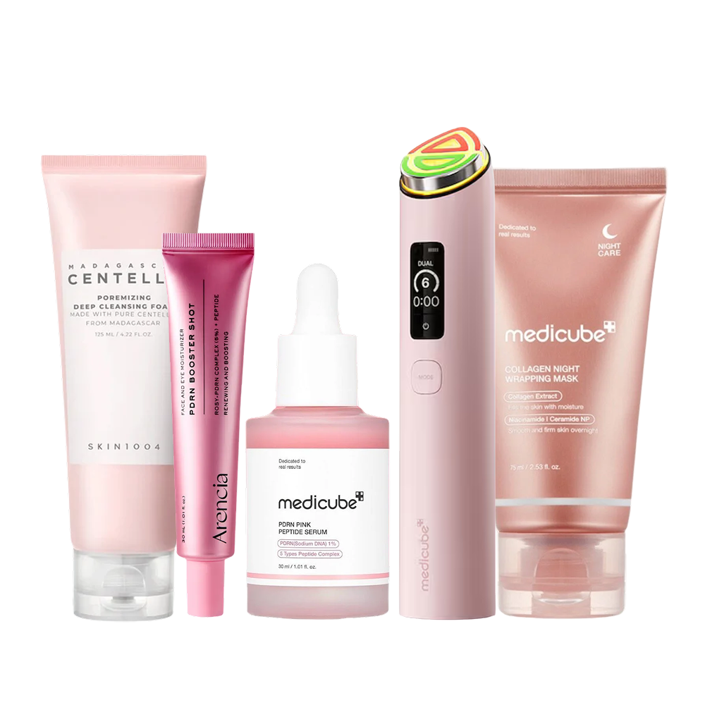 MOIDA SET [MOIDA] Pink Collagen PDRN Anti-Aging Care Set for Sagging & Dull Skin (AGE-R Device + Cleansing Foam + Booster Shot + Serum + Night Mask) *Special Price*