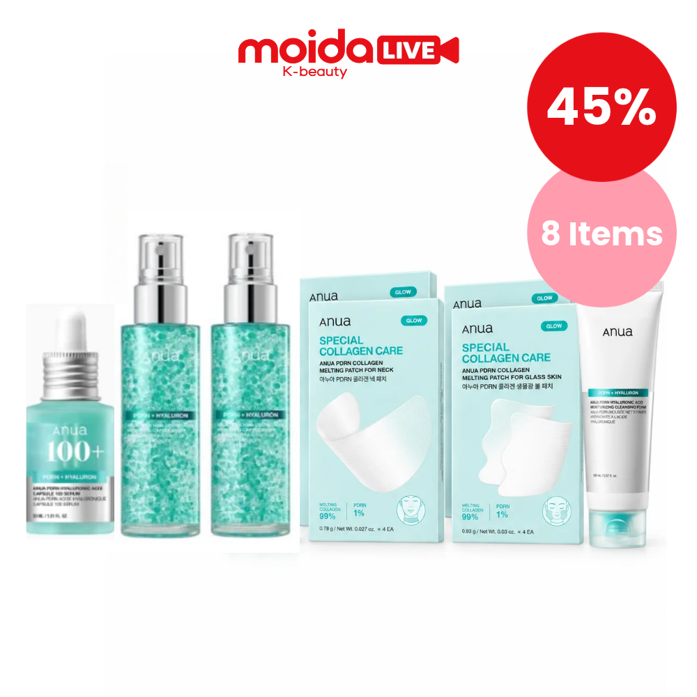 LIVE-EXCLUSIVE [Anua] PDRN Hydrating Glow Set Set (8 Items Included)