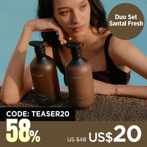 SET [hetras] Hotel Therapy Body Wash + Body Lotion (1013ml / Santal Fresh)
