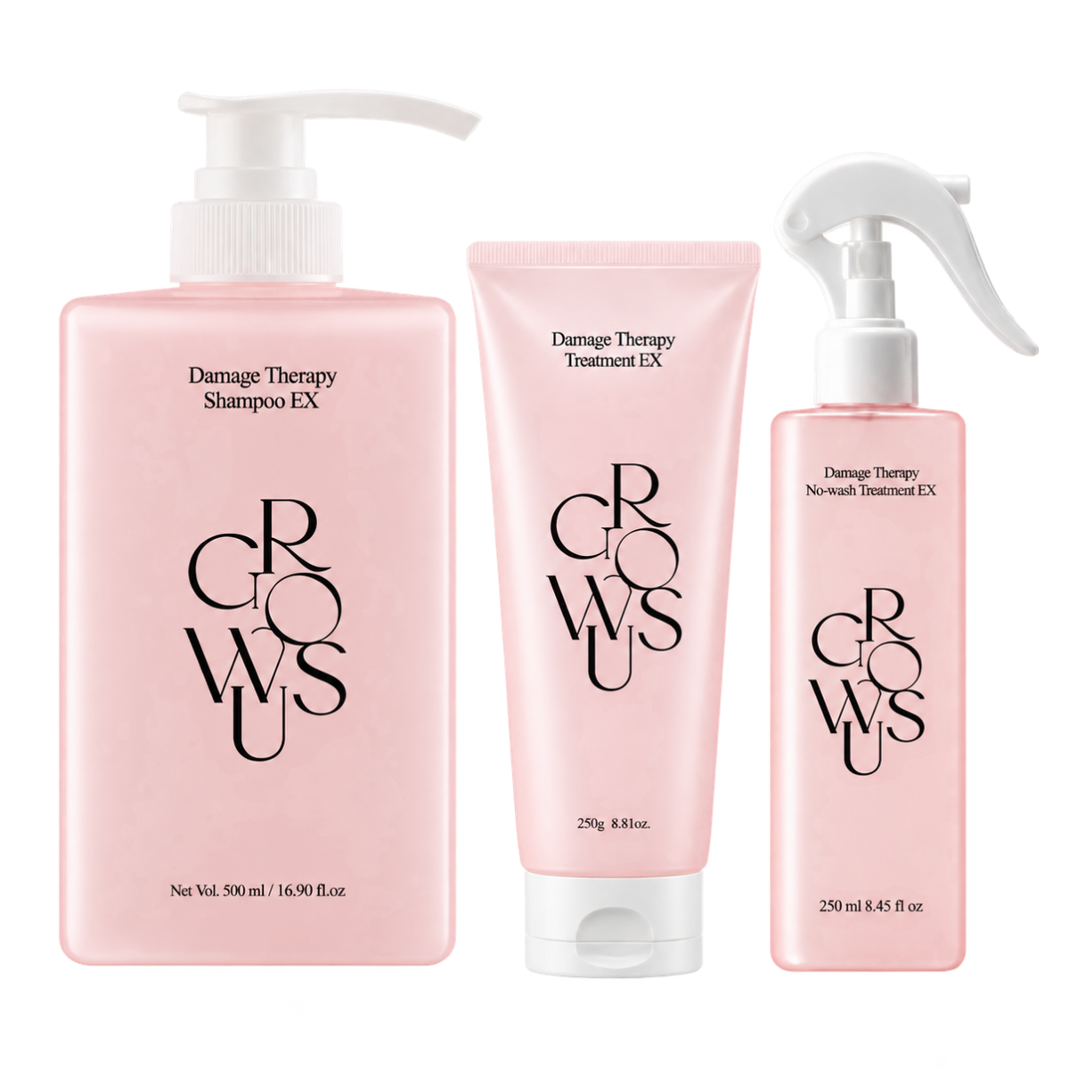 MOIDA SET [GROWUS] Damage Repair Pink Set (Shampoo + Treatment + No-wash Treatment) *Special Price*
