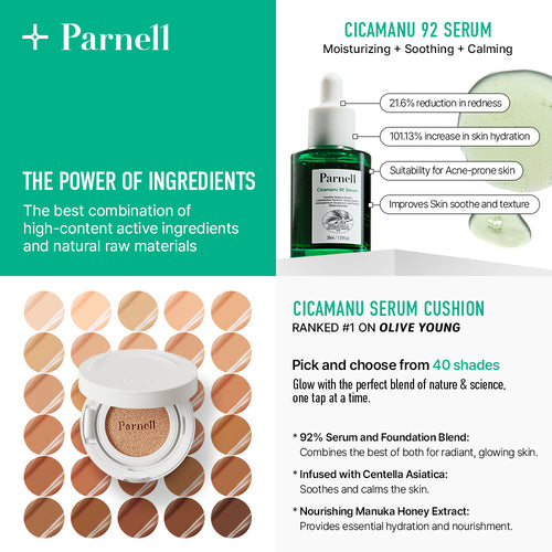 [Parnell] Cicamanu Serum Cushion (33 colors)