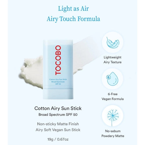 [TOCOBO] *renew* Cotton Airy Sun Stick SPF50 19ml