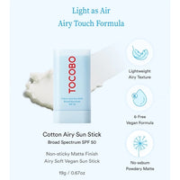 [TOCOBO] *renew* Cotton Airy Sun Stick SPF50 19ml
