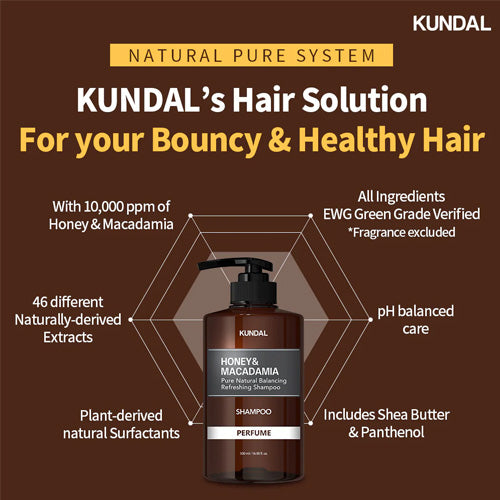 [KUNDAL] Honey & Macadamia Natural Shampoo 500ml (7 types)