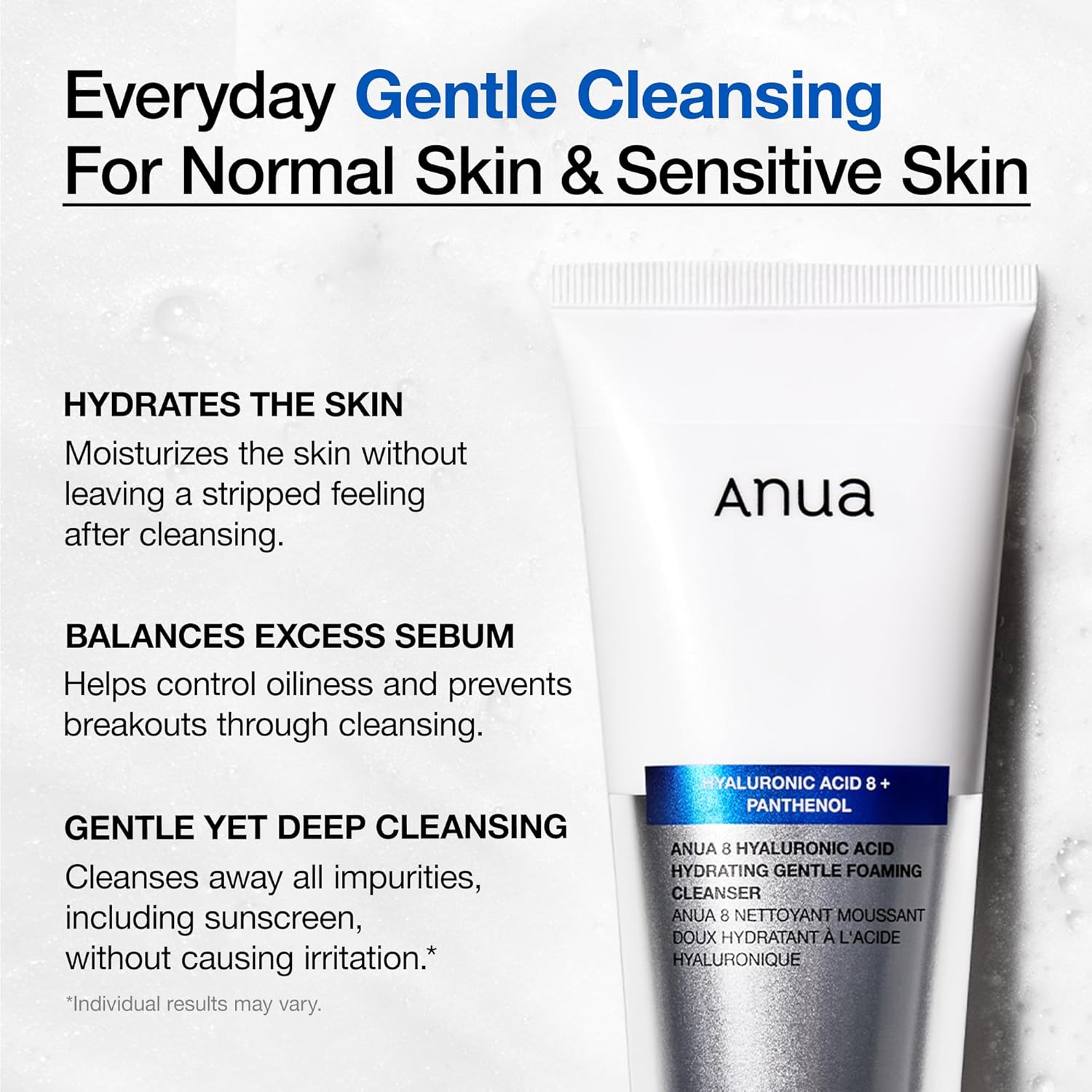 [Anua] 8 Hyaluronic Acid Moisturizing Cleanser Duo (Foam + Gel Cleanser) *Special Price*