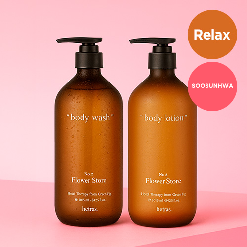 SET [hetras] Hotel Therapy Body Wash + Body Lotion (1013ml / Santal Fresh)