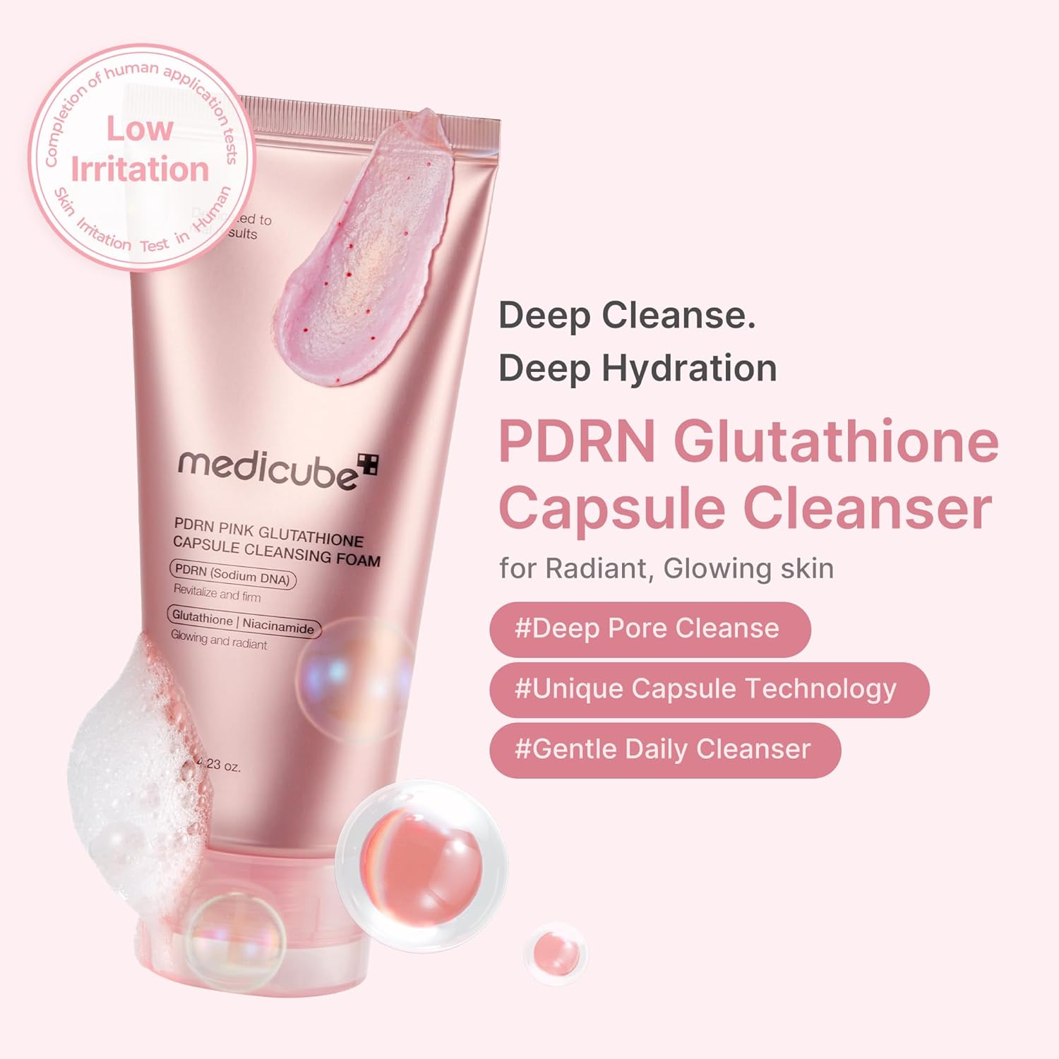 [Medicube] PDRN Pink Glutathione Capsule Cleansing Foam 120g