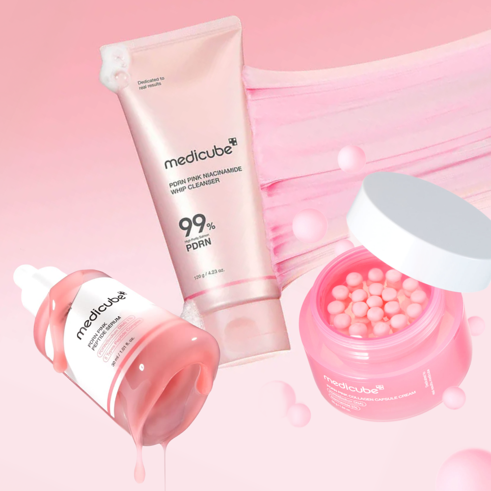 MOIDA SET [MEDICUBE] PDRN Pink Anti-Aging Routine for Sagging Skin (Whip Cleanser + Serum + Cream) *Special Price*