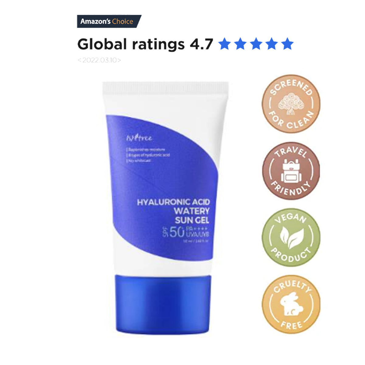 *CLEARANCE* [ISNTREE] Hyaluronic Acid Watery Sun Gel 50ml
