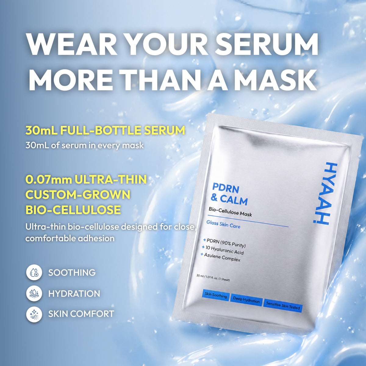 [HYAAH] PDRN Calm Biocellulose Mask (4ea)