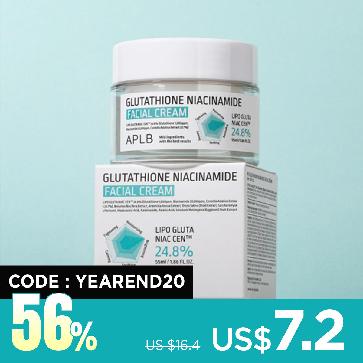 [APLB] Glutathione Niacinamide Facial Cream 55ml