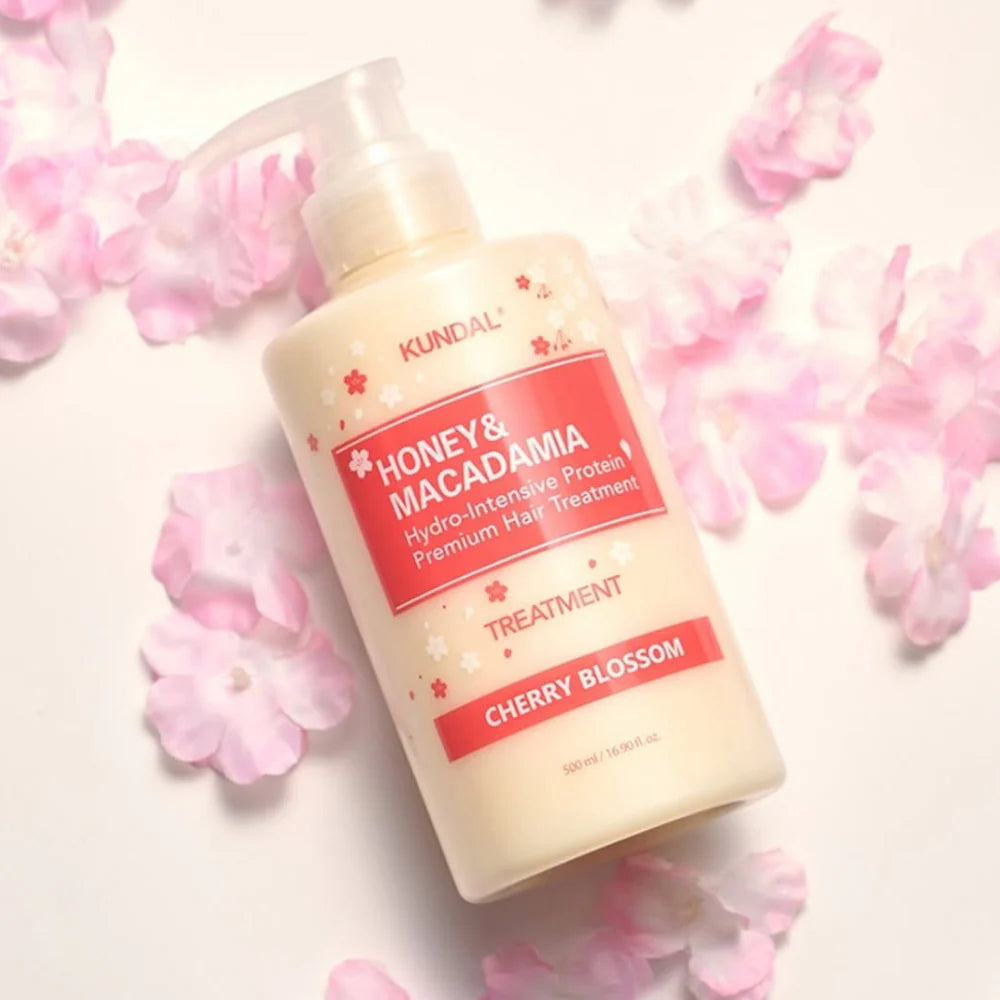 [KUNDAL] Cherry Blossom Edition (Honey & Macadamia Shampoo 500ml + Treatment 500ml)
