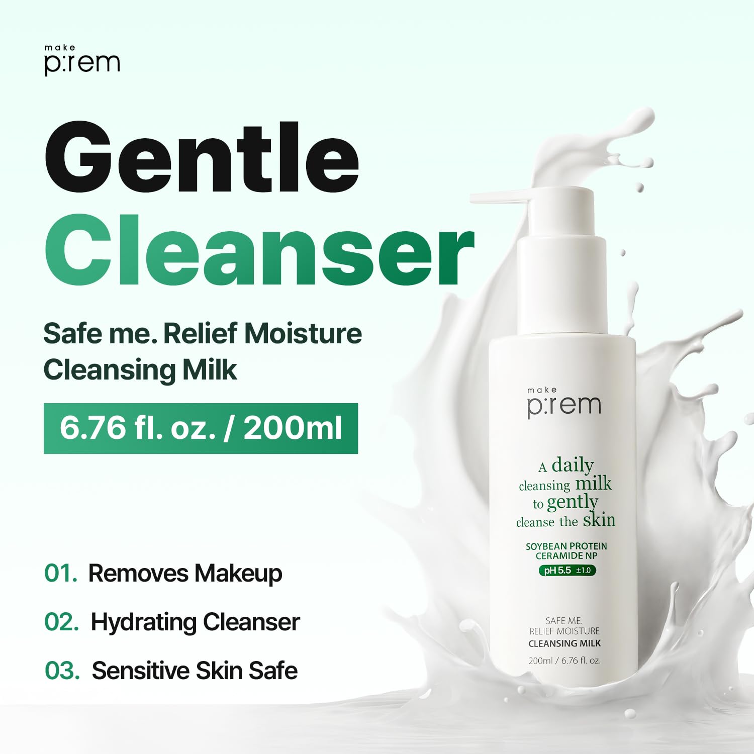 [make p:rem] *renewal* Safe Me Relief Moisture Cleansing Milk 200ml