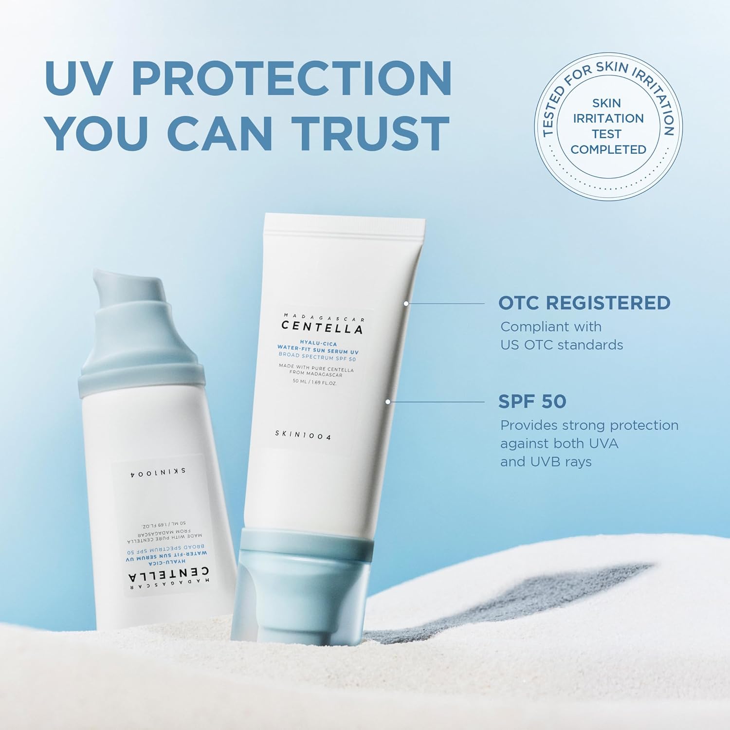 2EA [SKIN1004] Madagascar Centella Hyalu-Cica Water-Fit Sun Serum UV 50ml Double Pack (2ea) *Special Price*