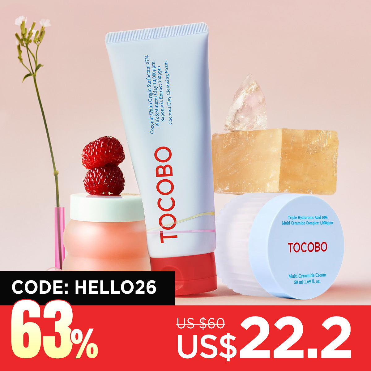[TOCOBO] Basic Skincare Set(Cleansing + Cream + Lipcare)