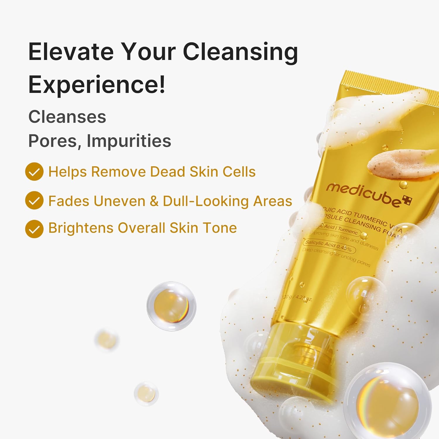 [Medicube] Kojic Acid Turmeric Vita Capsule Cleansing Foam 120ml