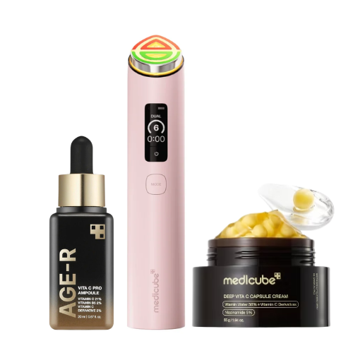MOIDA SET [Medicube] Vita C Brightening Care for Dull & Uneven Skin (AGE-R Booster Pro X2 + AGE-R Vita C Ampoule+ Vita C Capsule Cream)  *Special Price*