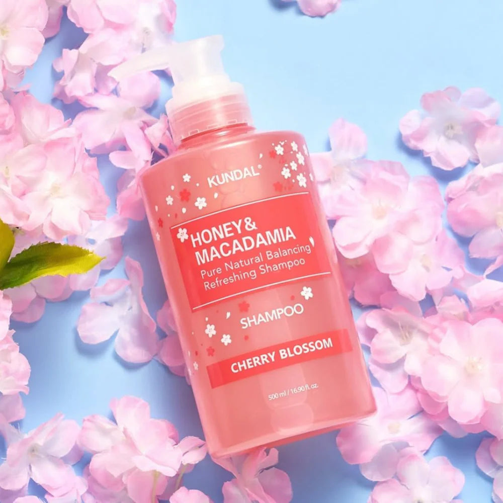 [KUNDAL] Cherry Blossom Edition (Honey & Macadamia Shampoo 500ml + Treatment 500ml)