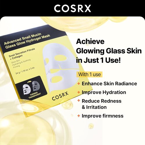 [COSRX] Advanced Snail Mucin Glass Glow Hydrogel Mask (3ea)
