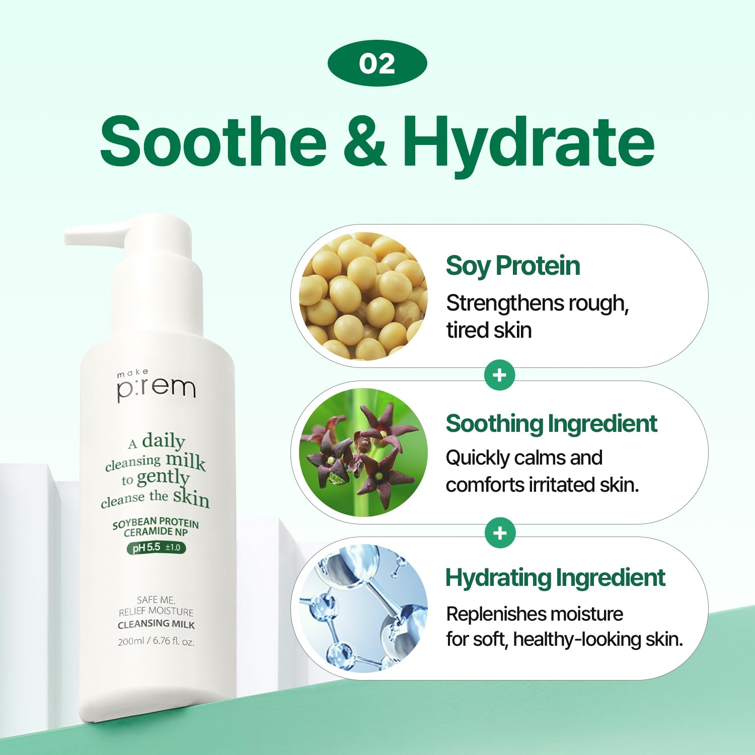 [make p:rem] *renewal* Safe Me Relief Moisture Cleansing Milk 200ml