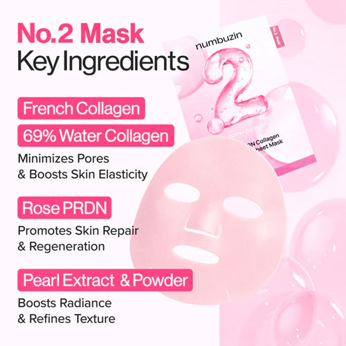 [Numbuzin] No.2 Rose PDRN Collagen Plumping Sheet Mask (5ea)