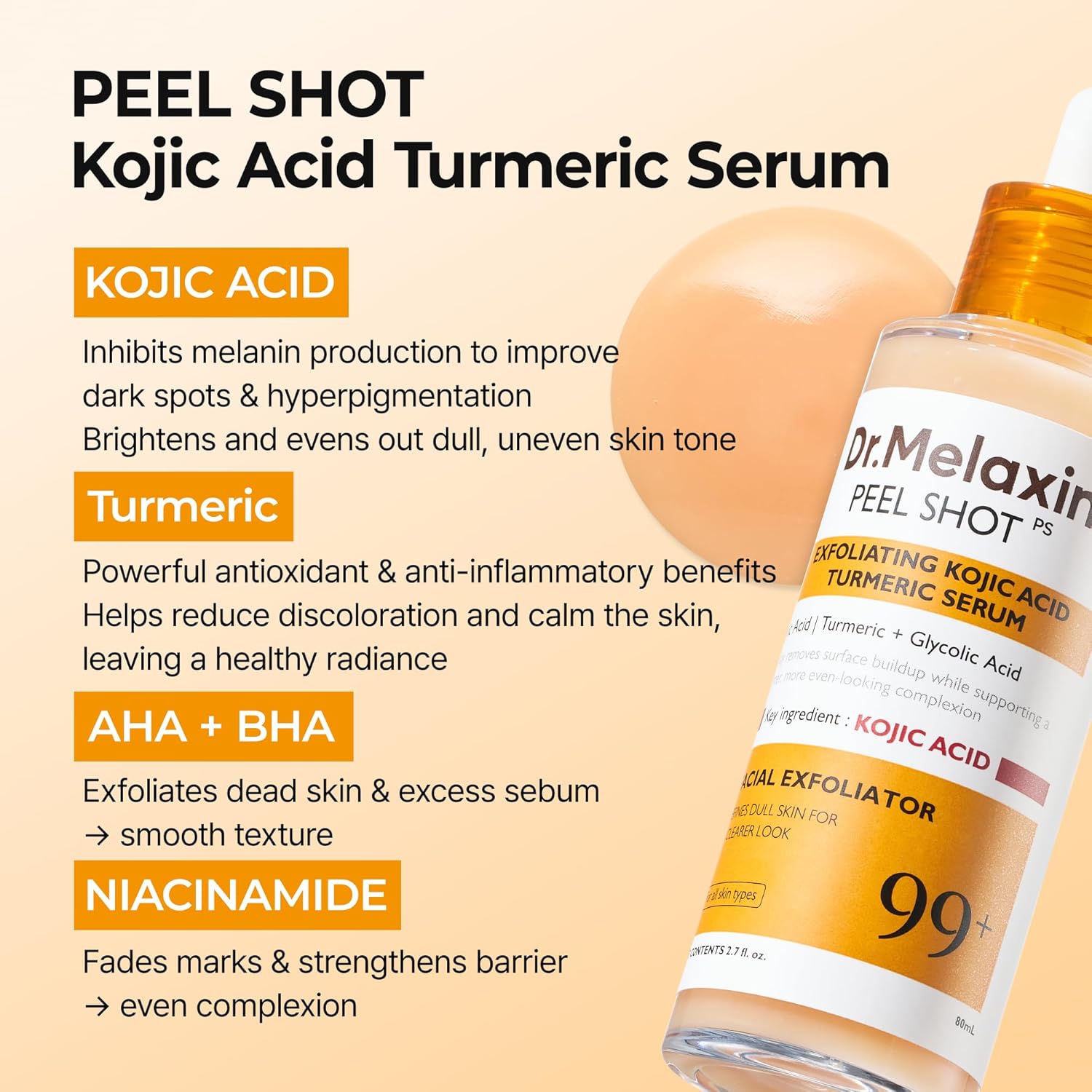 [Dr.Melaxin] Peel Shot Exfoliating Kojic Acid Turmeric Serum 80ml