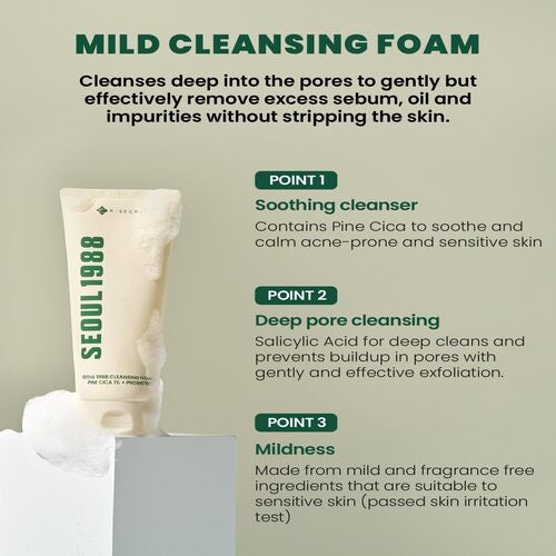 [KSECRET] SEOUL 1988 Cleansing Foam : Pine Cica 1% + Probiotics 150ml