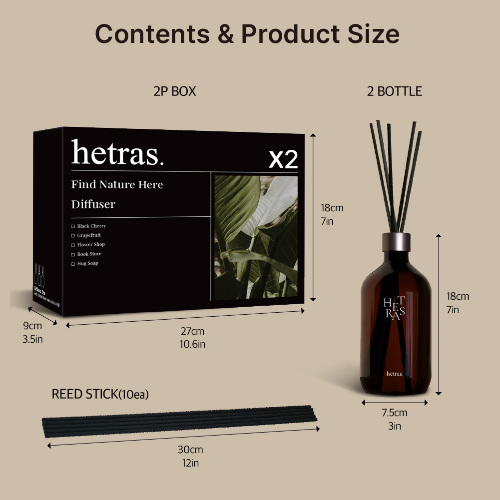 [hetras] Premium Diffuser (500ml*2ea) (15 types)