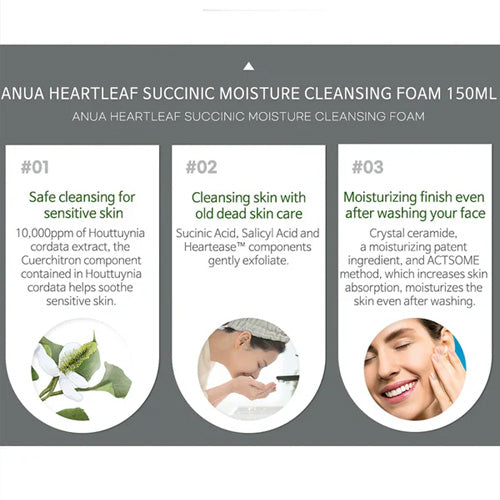 [Anua] *renewal* Heartleaf Succinic Moisture Cleansing Foam 150ml