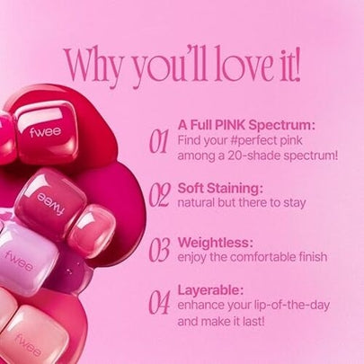[fwee] Pink Obsession Stay-Fit Lip Tint (20 colors)