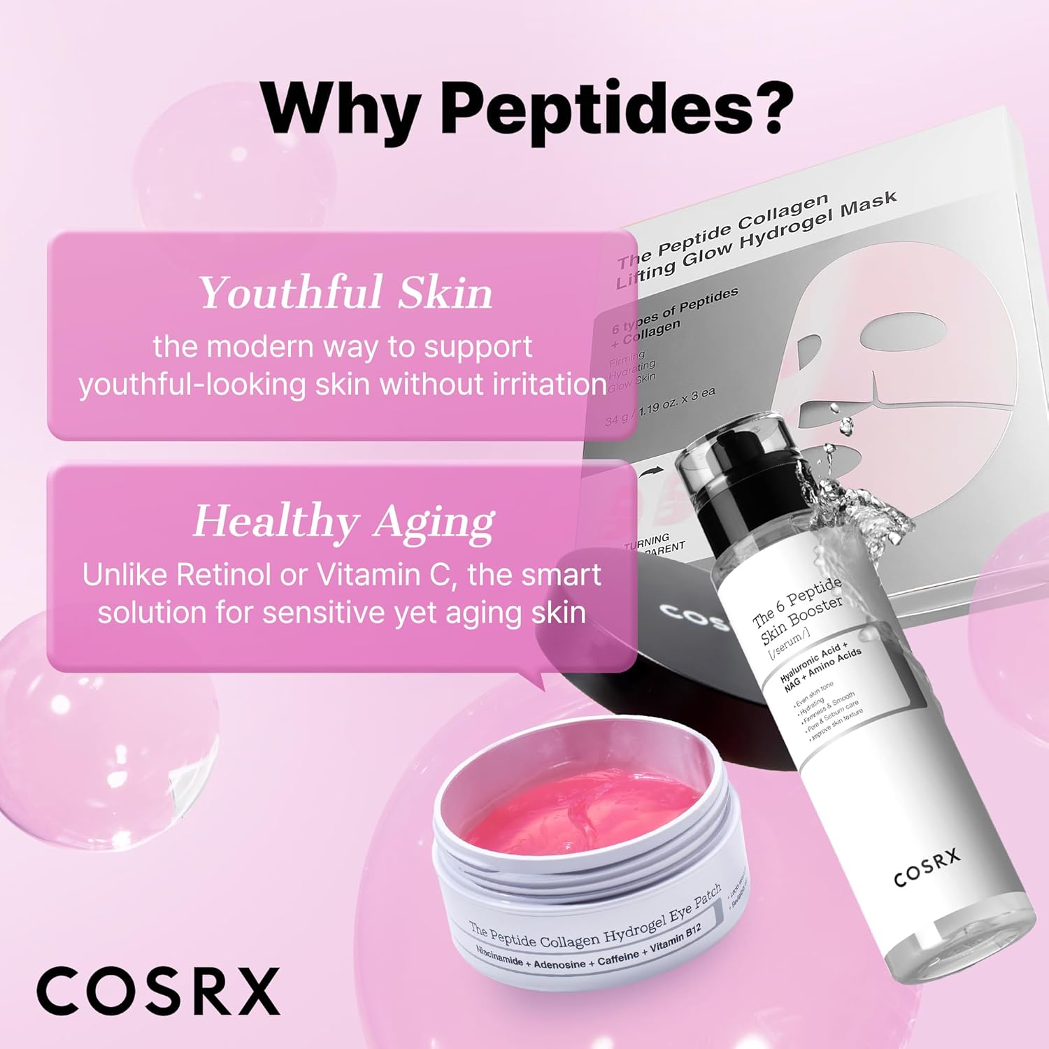 [COSRX] The Peptide Collagen Lifting Glow Hydrogel Mask (3ea)