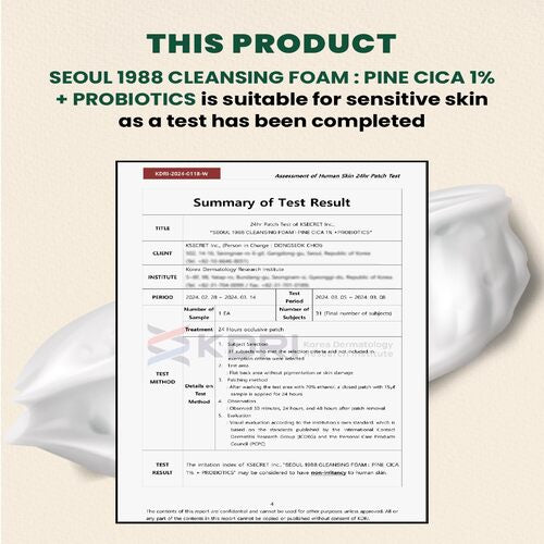 [KSECRET] SEOUL 1988 Cleansing Foam : Pine Cica 1% + Probiotics 150ml