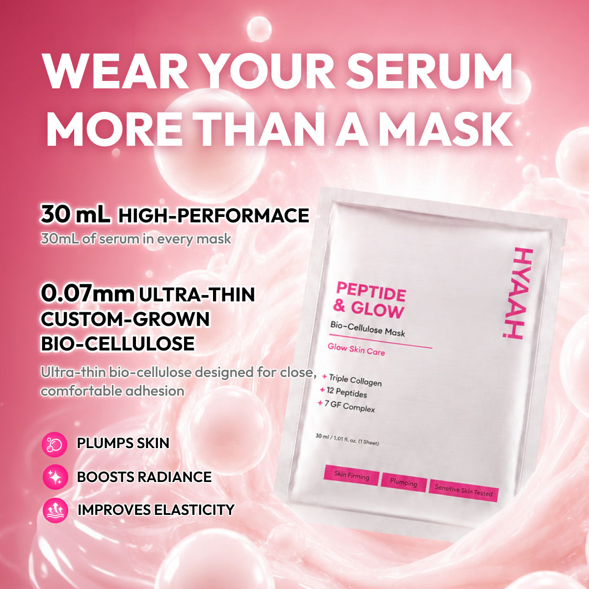 [HYAAH] Peptide & Glow Biocellulose Mask (4ea)