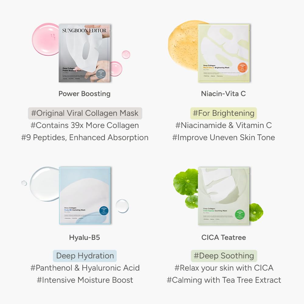[SUNGBOON EDITOR] Deep Collagen Niacin Vita C Brightening Mask (4ea)