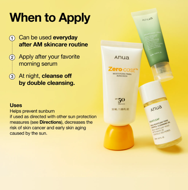 [Anua] Zero-cast Moisturizing Finish Sunscreen 50ml