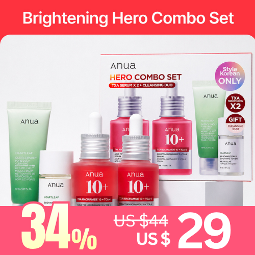*Special Price* Exclusive Set [Anua] Brightening Hero Combo Set (Free Gift : Mini Cleansing Foam & Oil)