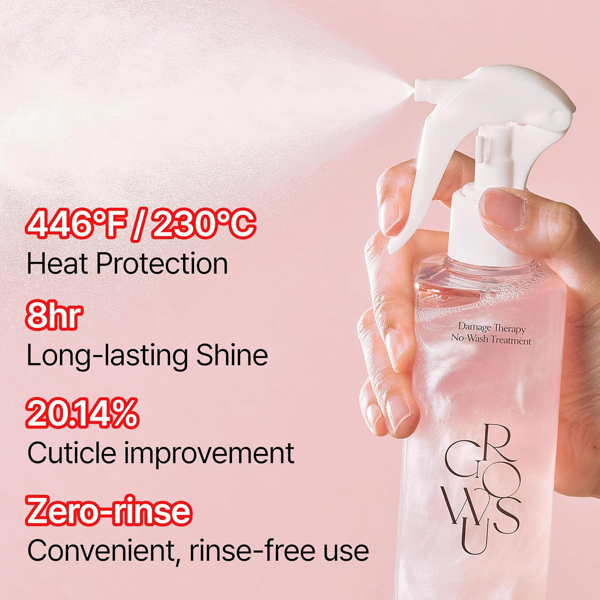 MOIDA SET [GROWUS] Damage Repair Pink Set (Shampoo + Treatment + No-wash Treatment) *Special Price*