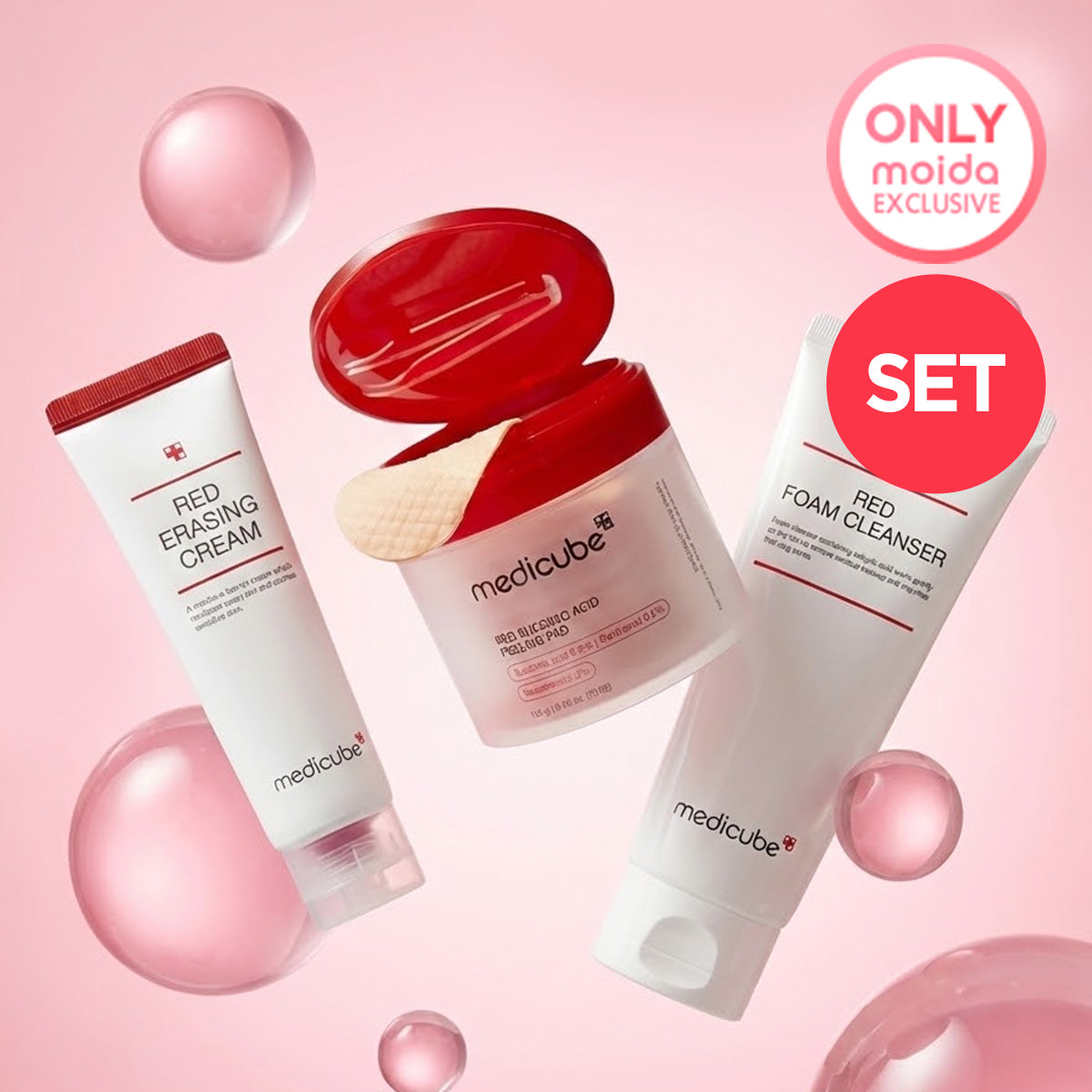 MOIDA SET [Medicube] Red Acne Care Set (Cleansing Foam + Peeling Pad + Cream)