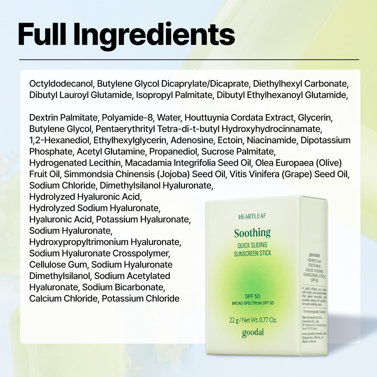 [Goodal] Heartleaf Soothing Quick Sliding Sunscreen Stick 50ml