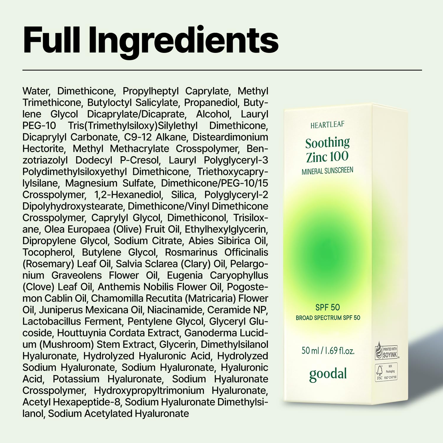 [Goodal] Heartleaf Soothing Mineral 100 Sunscreen 50ml