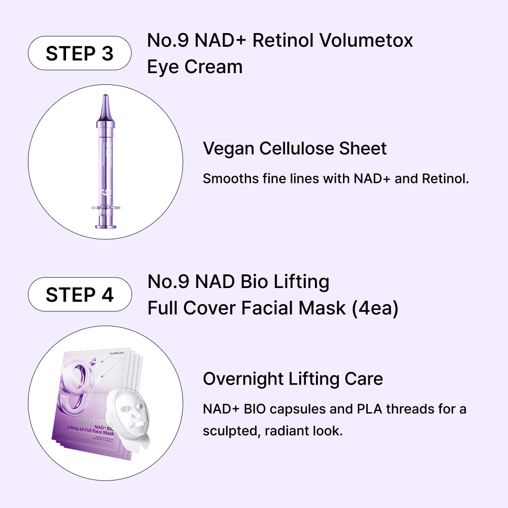 MOIDA SET [Numbuzin] No.9 NAD Anti-Aging Routine for Aging & Tired Skin (Toner + Essence + Eye Cream + Masks) *Special Price*