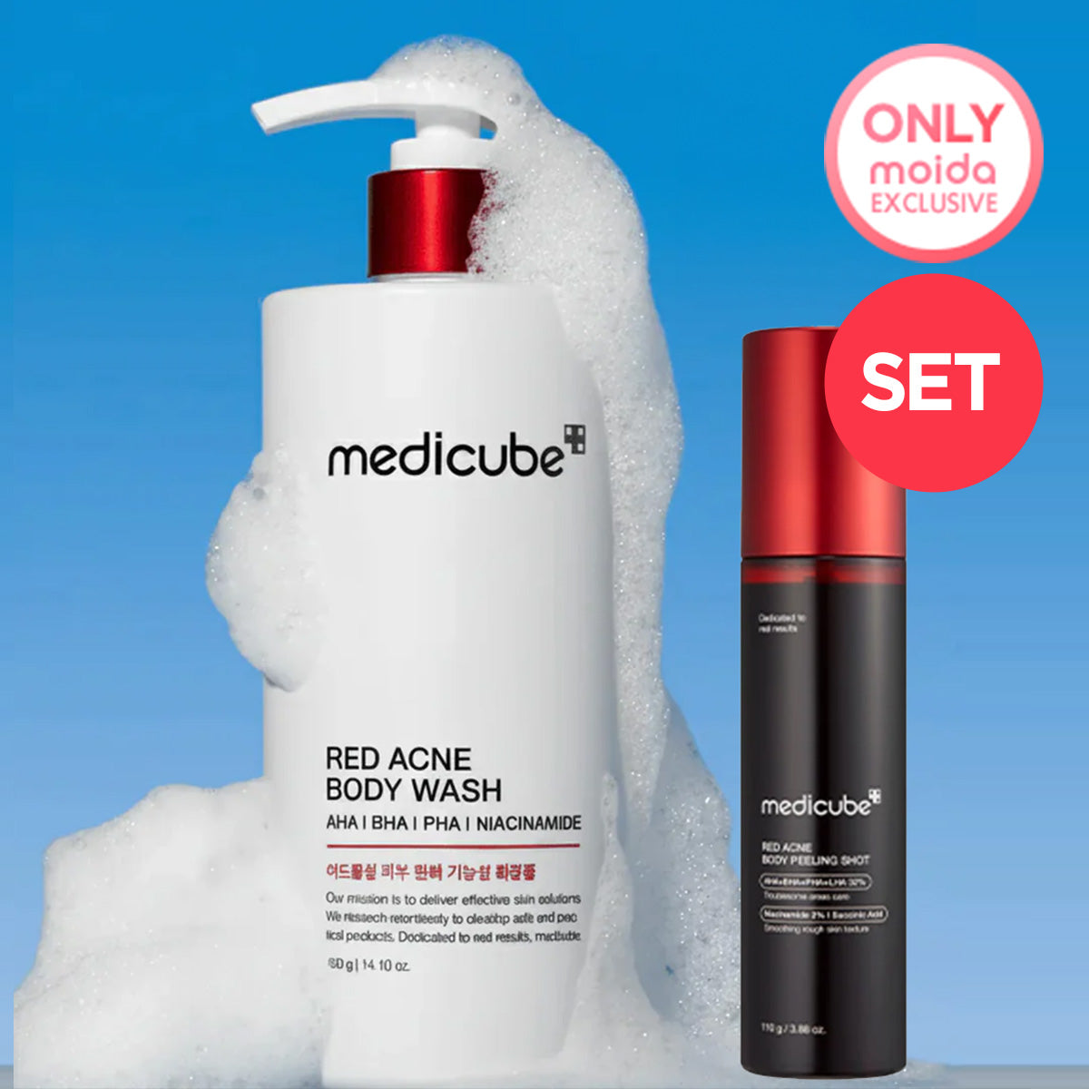 *Special Price* MOIDA SET [MEDICUBE] Red Acne Body Care Set (Body Wash + Peeling Shot)