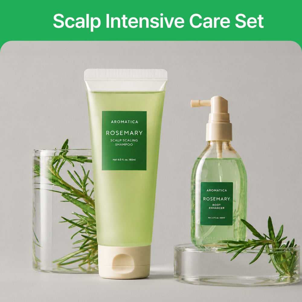 [Aromatica] Rosemary Scalp Intensive Care Set (Shampoo 180ml + Root Enhancer) *Special Price*