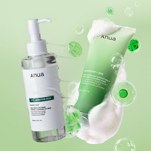 [Anua] Heartleaf Quercetinol Pore Deep Cleansing Foam & Mild Oil Set