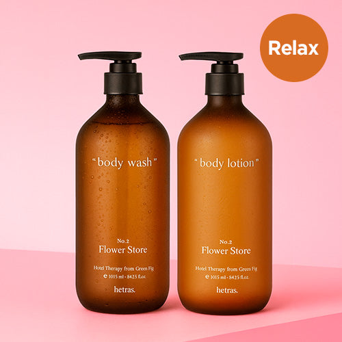 SET [hetras] Hotel Therapy Body Wash + Body Lotion (1013ml / Santal Fresh)
