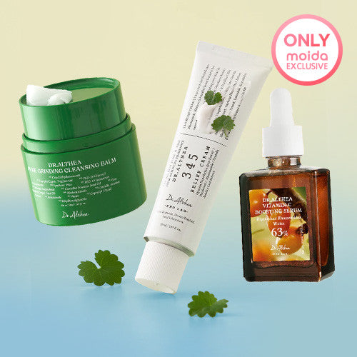 *SET* [Dr. Althea] 345 Relief Cream 50ml + Vitamin C Boosting Serum 30ml + Pure Grinding Cleansing Balm 50ml