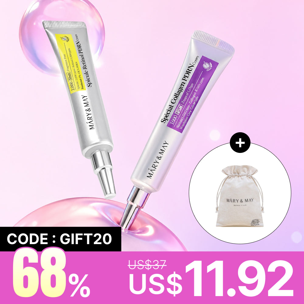 [Mary&May] Best PDRN Cream Duo Set (Collagen 1000 PDRN Cream 15ml + Spicule PDRN Cream 15ml) + FREE GIFT
