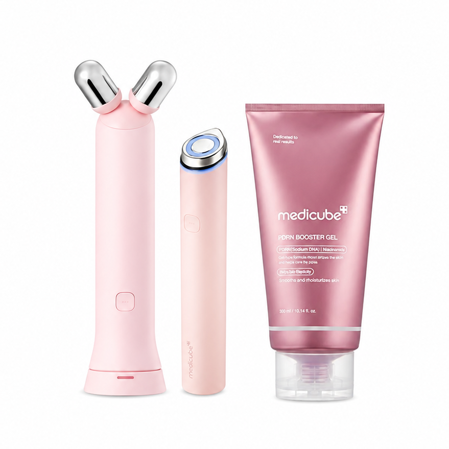 MOIDA SET [MEDICUBE] Lifting Set #Pink (AGE-R Booster Pro Mini Plus + AGE-R V Roller + PDRN Booster Gel) *Special Price*