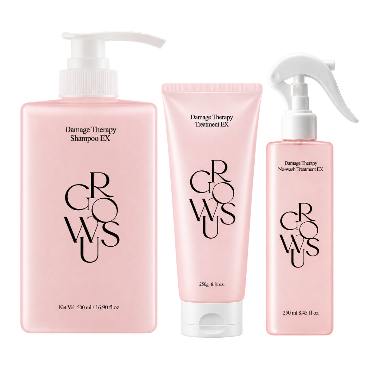 MOIDA SET [GROWUS] Damage Repair Pink Set (Shampoo + Treatment + No-wash Treatment) *Special Price*